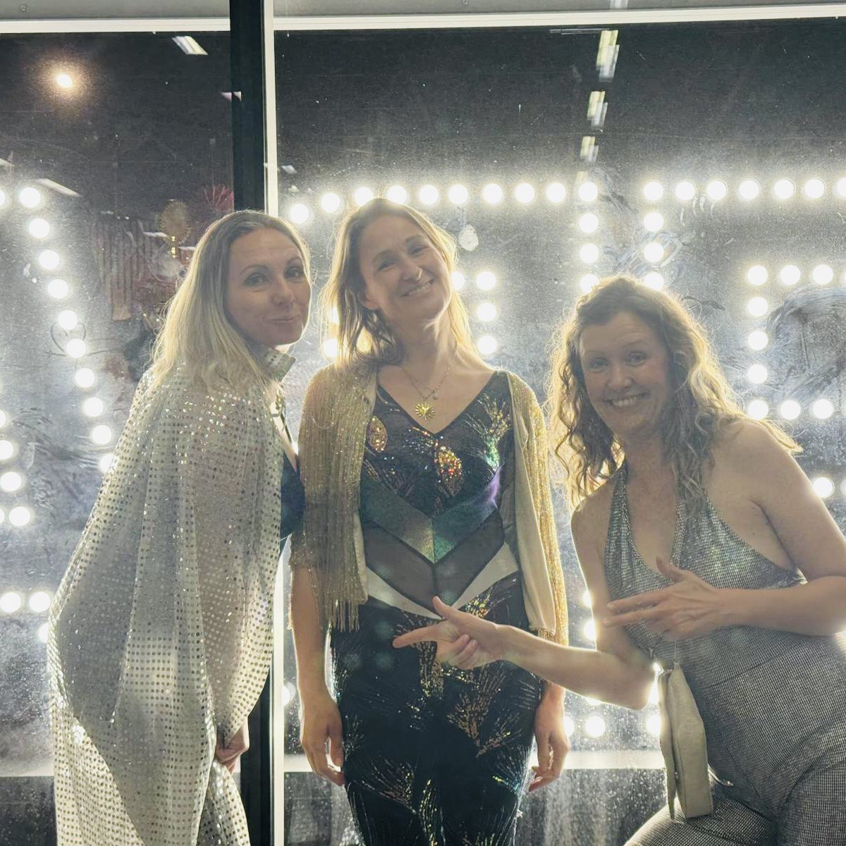 VCMM's tweet image. The lights at Abba Voyage are still lighting up my brain! Three Essex girls hit Abba Voyage!