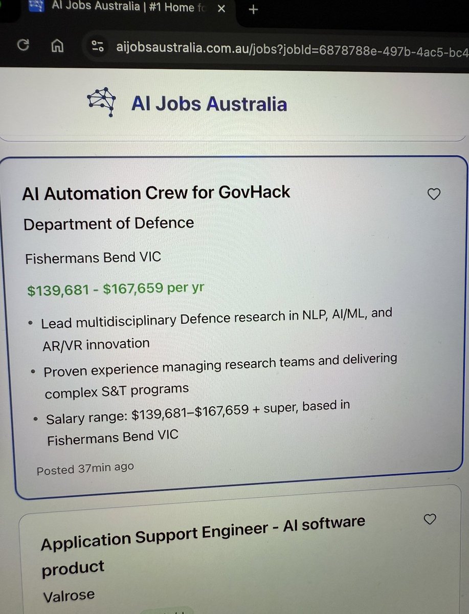 aijobsaustralia's tweet image. Defence Australia is hiring a Discipline Leader – Platform Digital Preparedness to lead research across AI/ML, NLP &amp;amp; AR/VR, shaping how digital tech strengthens ADF platforms.

A mix of strategy &amp;amp; research leadership.

Full details at: aijobsaustralia.com.au