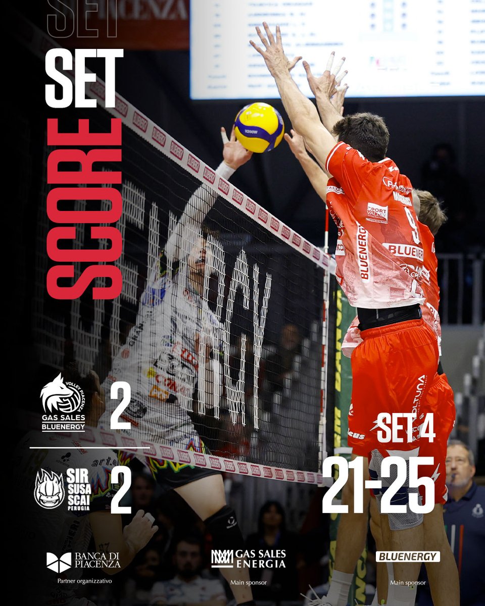 ❌ 2-2, si va al tie break ⏳

Piacenza 2️⃣-2️⃣ Perugia

#PiacenzaPerugia