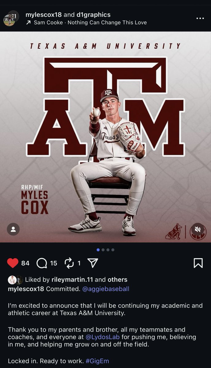 BOOM! Huge congrats to our guy <a href="/Myles_Cox18/">Myles Cox</a> for his commitment to Texas A&amp;M! Big ceiling for this guy who absolutely dominated on the bump last summer. Also a solid MIF who will do the work. He’s the 4th SEC commit from our rising 17u team. #RepTheK #WhoGotNext?