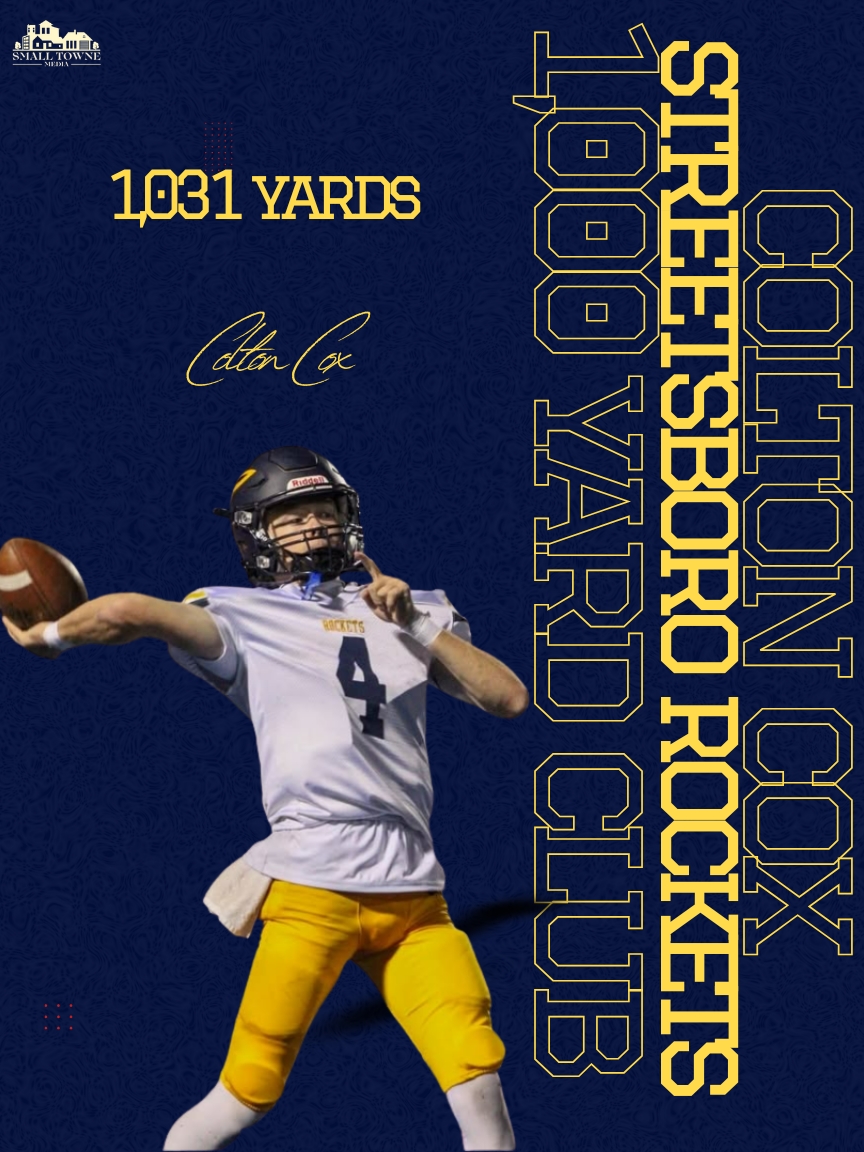 1,000 yard Passing Club: Colton Cox - Streetsboro Rockets

Congrats to Streetsboro Rockets QB Colton Cox on eclipsing 1,000 passing yards this season with 1,031!
<a href="/StrBoroFootball/">Streetsboro Football</a> <a href="/SboroAthletics/">Streetsboro Athletics</a> <a href="/StreetsboroBuzz/">StreetsBoroBuzz</a>