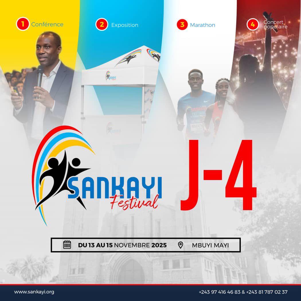 emeraude501's tweet image. 🔴#RDC🚀
#FIS🔥: Le compte à rebours est lancé ! J-4 avant le #SankayiFestival 🇨🇩
3 jours d’#Entrepreneuriat, de #Développement, de #Conférences, d’#Expositions, de #Marathon et de #Concerts populaires 🎶
#MbujiMayi — Du 13 au 15 novembre 2025
@fatshi13_ @SuminwaJudith