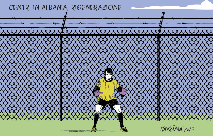 nonsonpago1's tweet photo. .@maurobiani
#Centri #Italia #Albania #inutilità e #vergogna #Dueanni di #fallimento #governoMeloni
#persone #migranti #rifugiati
Rigeneriamo il luogo. Rigenerazione urbana.
Oggi per @repubblica
#Biani !
#blobredux #blob @BlobRai3 https://t.co/DhUbsZHDix