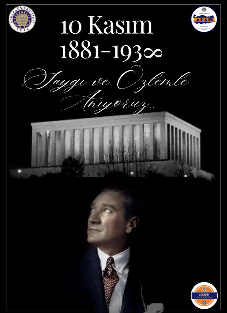 Cumhuriyetimizin kurucusu ve Kurtuluş Savaşı’mızın lideri Gazi Mustafa Kemal Atatürk’ü, sonsuz saygı ve minnetle anıyoruz. 🖤♾️<a href="/AfamVe/">AFAM -Afet Yönetimi Uygulama ve Araştırma Merkezi</a> <a href="/AnkaraUni/">Ankara Üniversitesi</a>