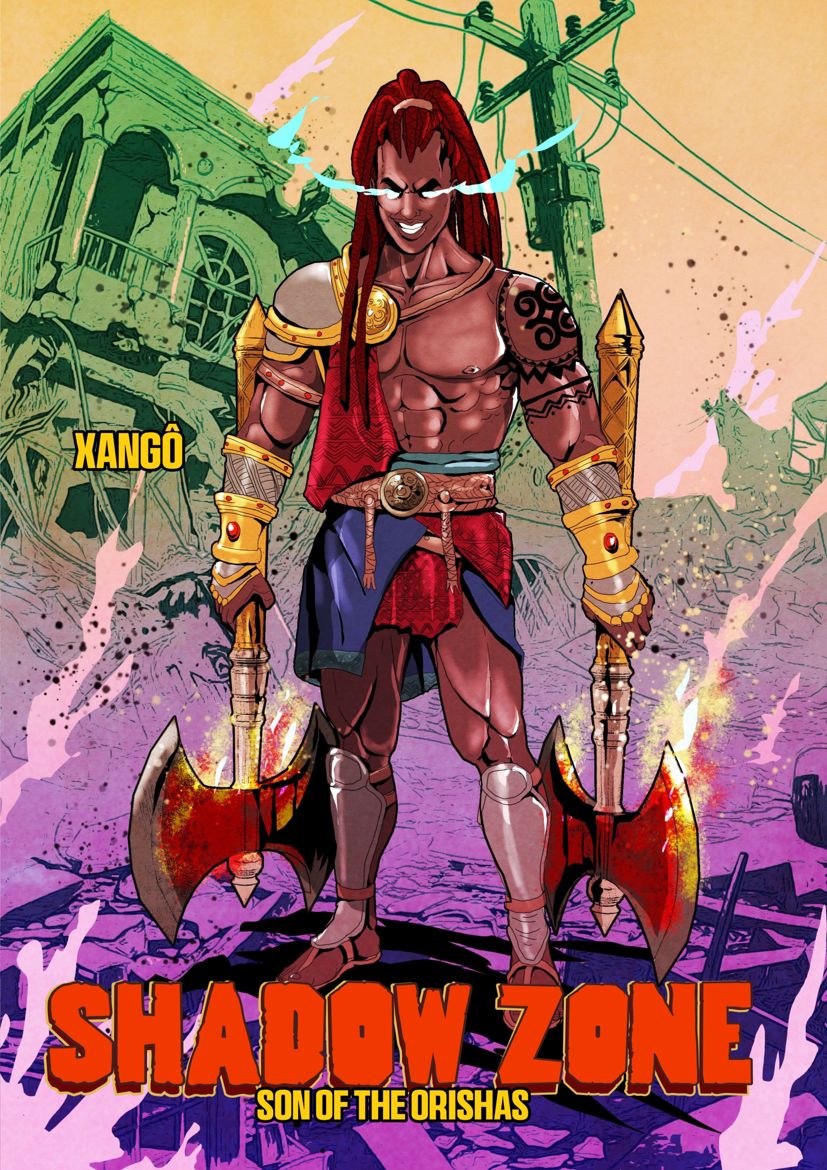XMoliraza's tweet image. Moliraza, a Brazilian creator!   New Dark Fantasy comic: **SHADOW ZONE**. My OCs summon the power of the Orixás, like **XANGÔ** here!  Part 1 is coming soon to Global Comix. Follow for the launch!  #SHADOWZONE #DarkFantasy #OC #Xango #BrazilianArtist