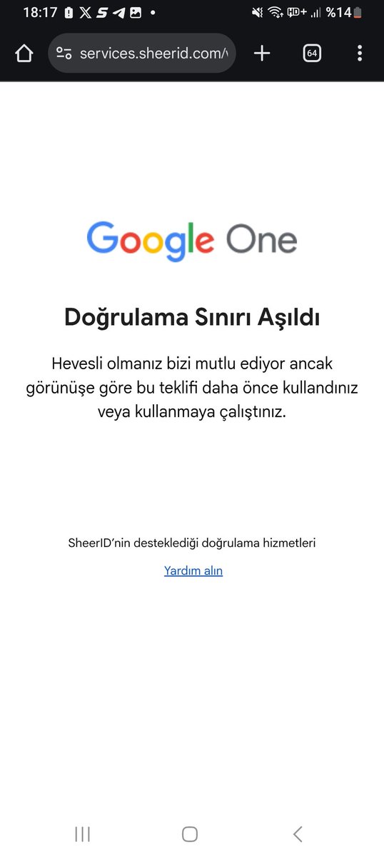 sametcaner's tweet photo. @googleturkiye gemini pro için öğrenci doğrulamasını yaptım ve sonrasında gelen maile tıkladığımda tekrardan doğrulama yapmamı istiyor. https://t.co/jfhkQ9i98F