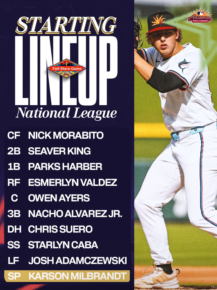 Your Fall Stars lineups are here! First pitch is at 6PM MST, catch all the action in person at Sloan Park or live on MLB Network