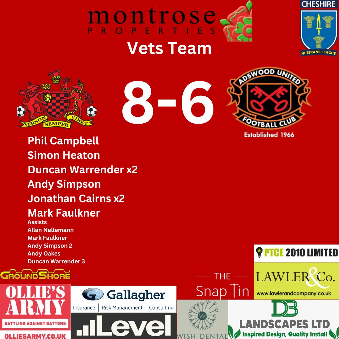 Vets friendly 
The vets edge Adswood United Open age in a 14 goal thriller at London Road