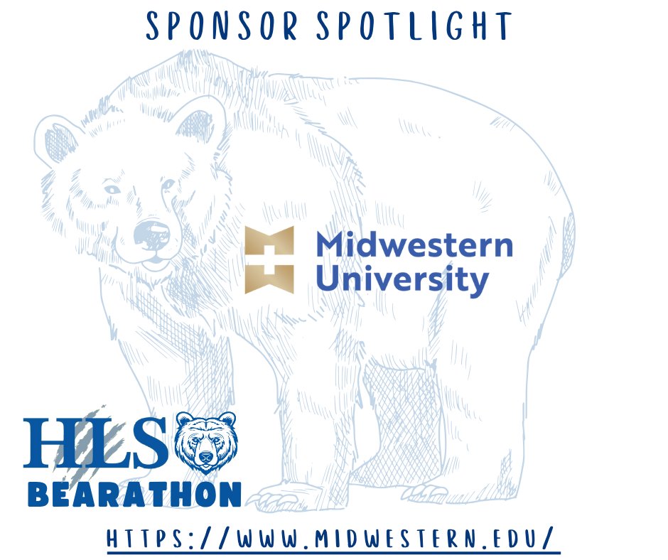 HLSPTSO's tweet photo. Bearathon Sponsor Spotlight!
A huge thank you to Midwestern University for supporting our HLS Bears!
Midwestern University is shaping the next generation of healthcare heroes, with compassionate training for future doctors, pharmacists, veterinarians, &amp; more! https://t.co/A2TXVAYgej