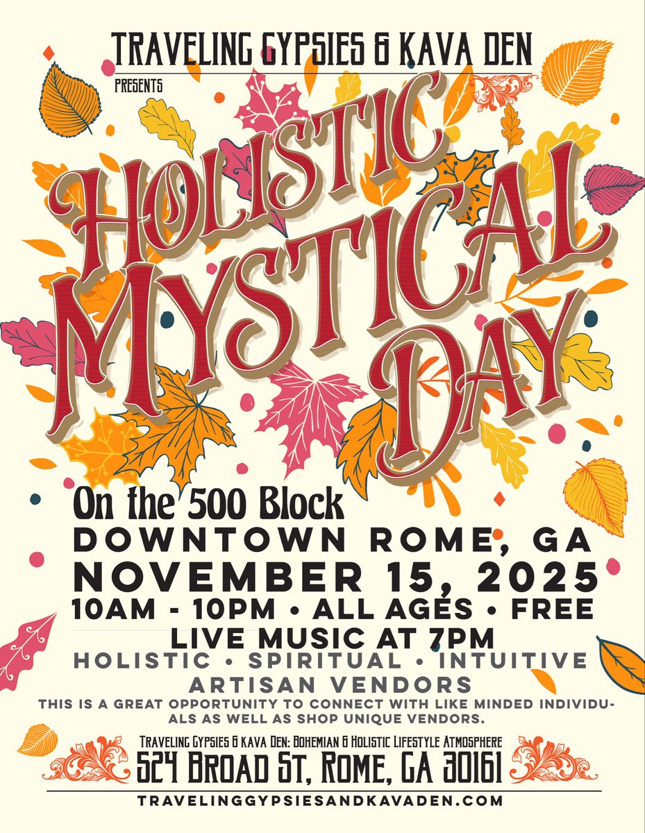 Happening this week:

✨🍂Saturday is the Holistic Mystical Day on the 500 Block! We have a great line up of vendors, live music at 7pm by The Rahus Music Collective.  A great time to shop local and start your early holiday shopping 🛍️🎄

#downtownromega #wheninromega