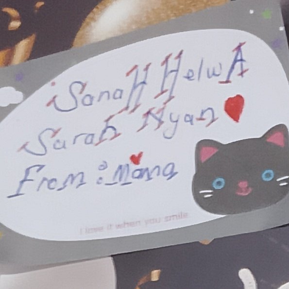 Mama Nyan wrote Happy Birthday with my real name and VTuber name combined on a sticky note that have cat illustration for my birthday present😭

Lurve. She's so precious.🥺