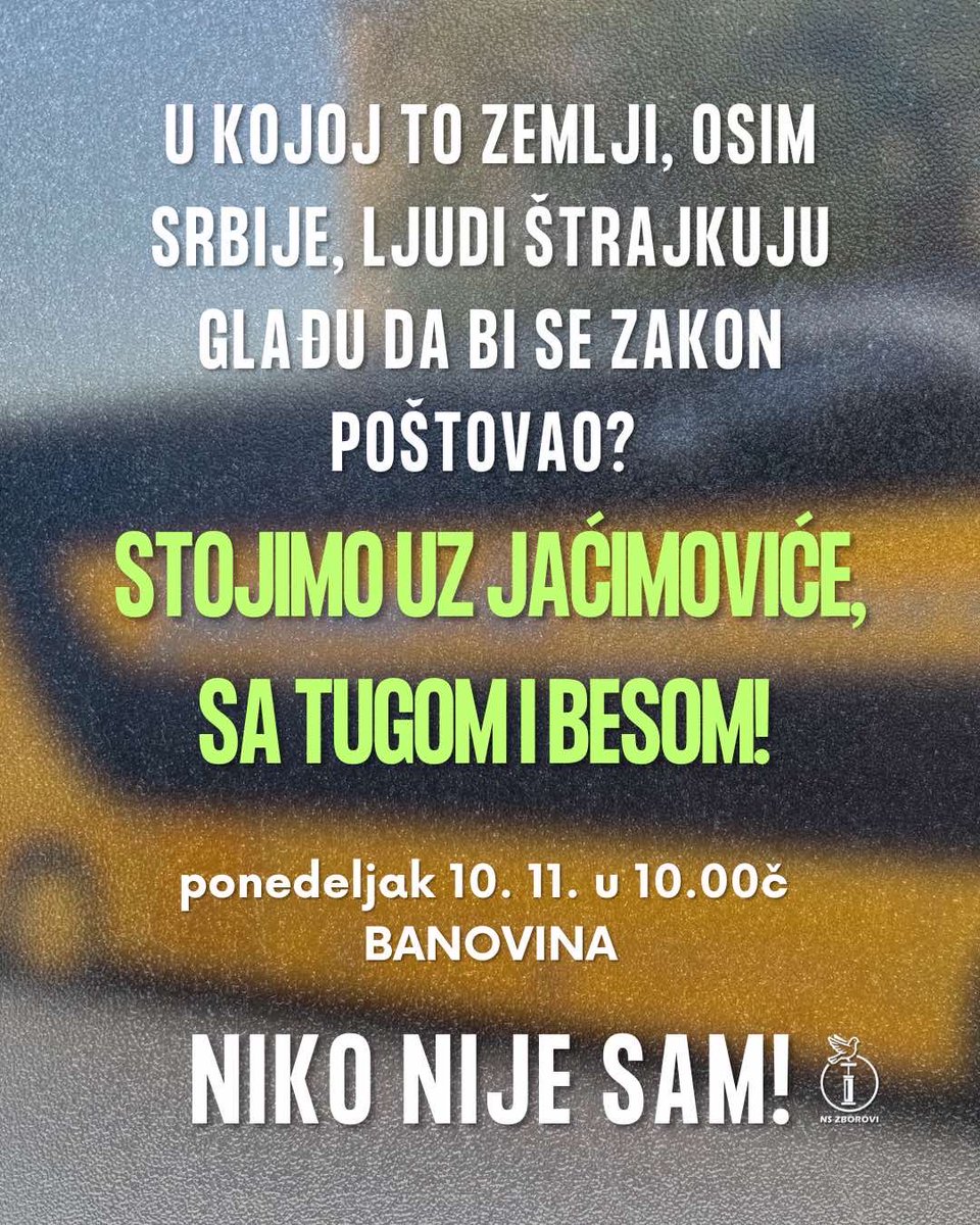 Podrška za Jaćimoviće! 

👉Ponedeljak u 10h ispred Banovine!