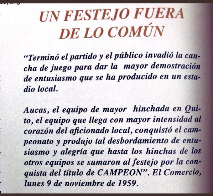 RetroAucas's tweet image. 8 de noviembre de 1959. Aucas campeón del fútbol profesional de Pichincha. Uno de los campeonatos más apoteósicamente festejados en el  futbol ecuatoriano. La prensa indicaba que fue tal la repercusión que fue celebrado en todos los rincones y barrios de Quito.
