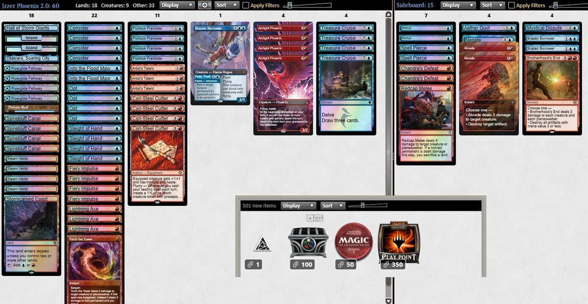 M_DeiLazzaretti's tweet photo. Split Pioneer Challenge with my dear🐦🐦

@Tia_Rizzi93 told me I overside my Borrower, bringing them in too many mups, so I decided to bring 1 copy main so I only have to side 2 of them instead of 3😂

Format is good rn, Phoenix is one of the best deck around

@fireshoes https://t.co/Okc59ztAoC