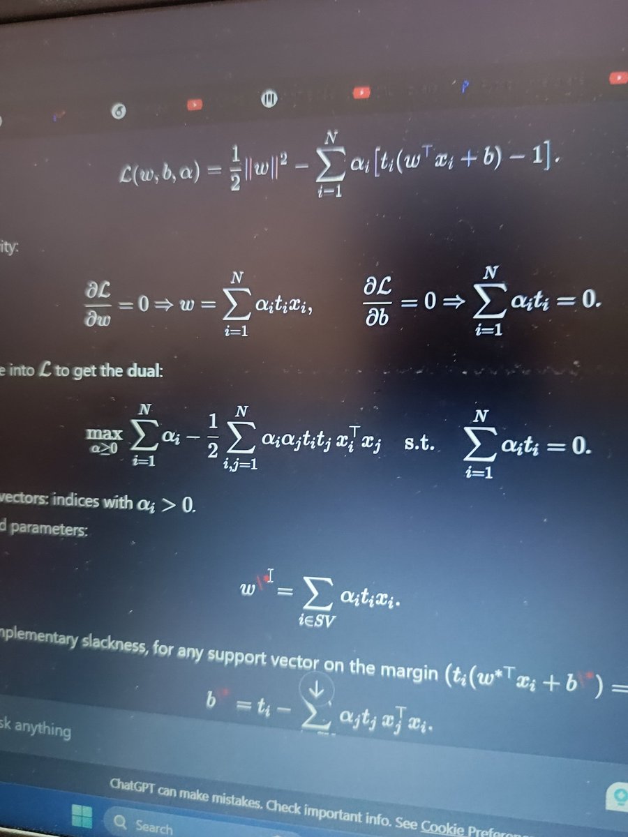 initlayers's tweet image. 9 November 2025

PRML Mid Prep: Kernel Function, Linear, Fisher, Polynomial, Gaussian Radial Basis Function, Cosine, Two-class problem, Hard constraint SVM, Soft Margin SVM. 

Linear models for classification, Discriminant functions, fisher&apos;s discriminant, Probabilistic…