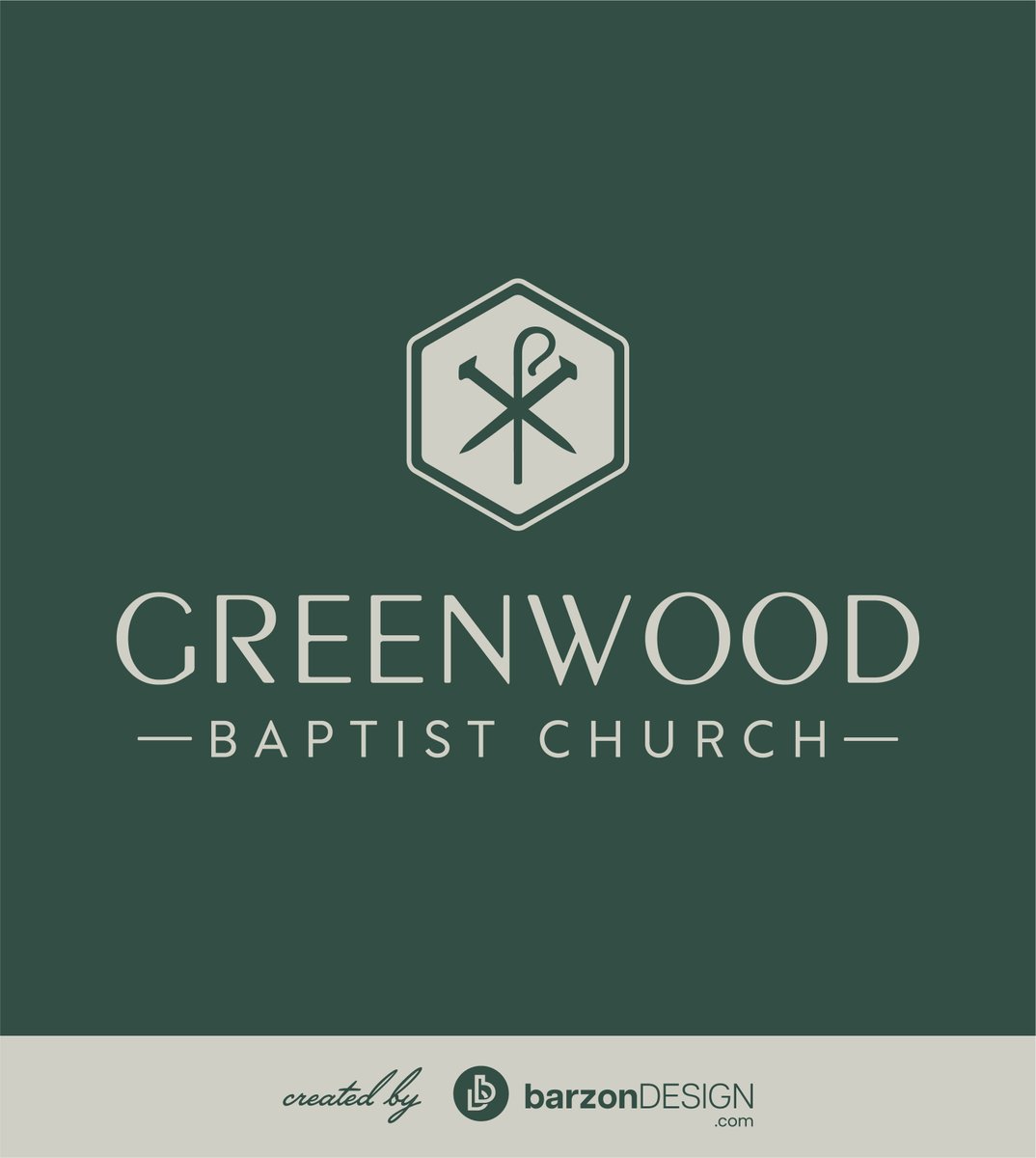 A modern spin on the ancient "Chi-Rho" -  cross, nails, &amp; shepherd’s crook forming a strong crest. This identity communicates gospel conviction, pastoral care, and historic faith with modern simplicity. Comment or DM to start your #barzonDESIGN today!