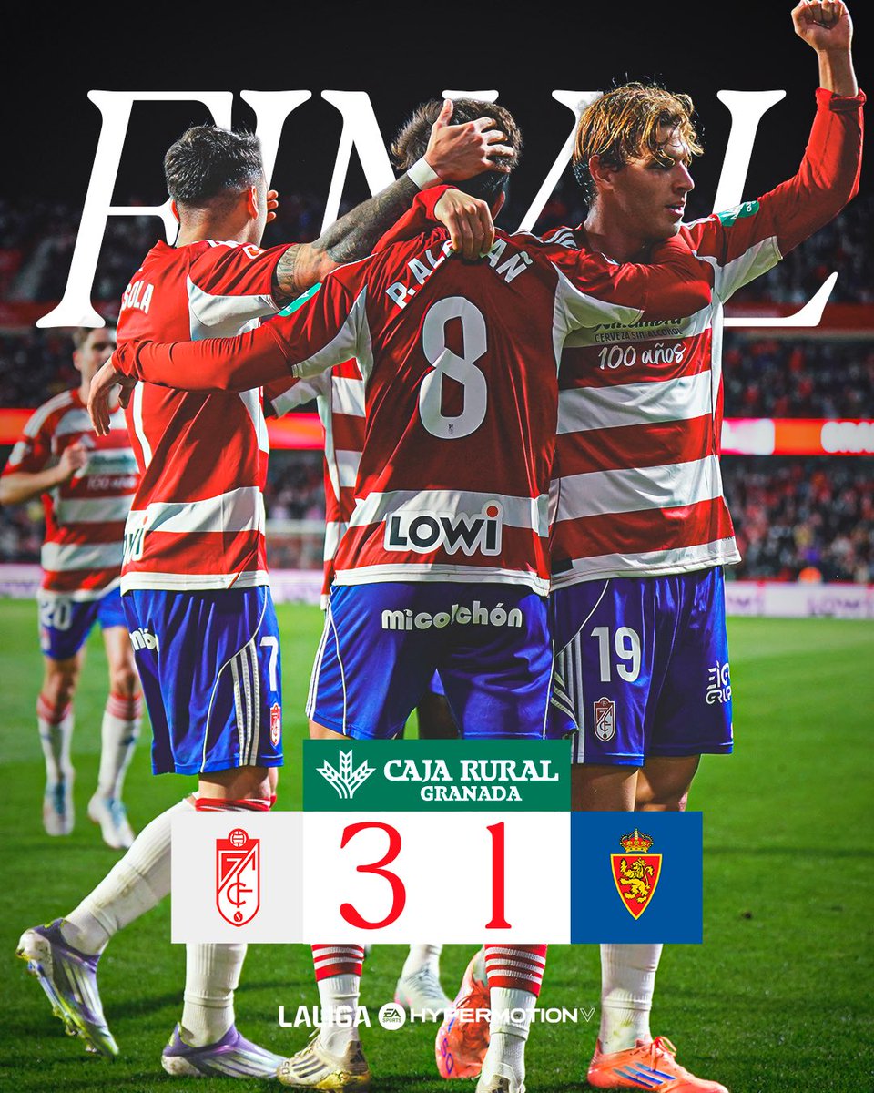 🏁 ¡𝑭𝑰𝑵𝑨𝑨𝑨𝑨𝑨𝑨𝑨𝑨𝑳 𝑫𝑬𝑳 𝑷𝑨𝑹𝑻𝑰𝑫𝑶!

¡Los tres puntos se quedan en casa! 🏠❤️‍🔥

#GranadaRealZaragoza