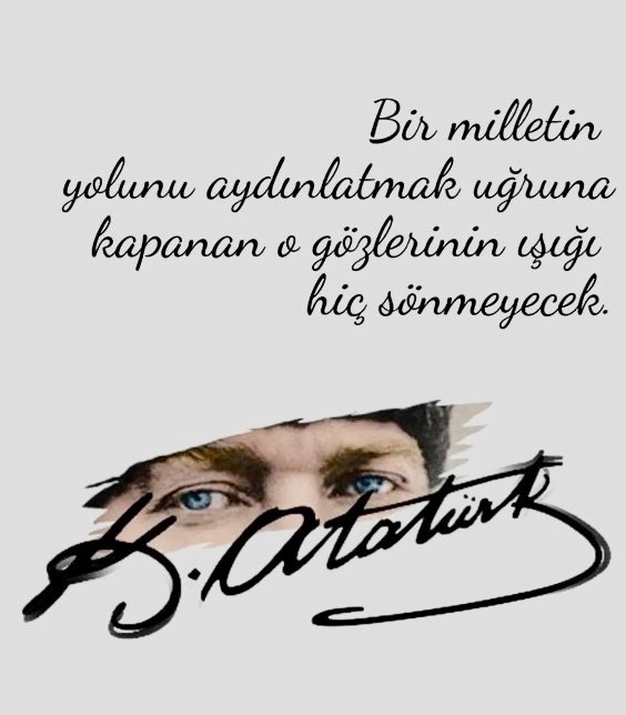 Sevgi Saygı Özlem ve Minnetle

#10Kasım
#10Kasım1938 
#MustafaKemalATATÜRK 
#İzindeyiz