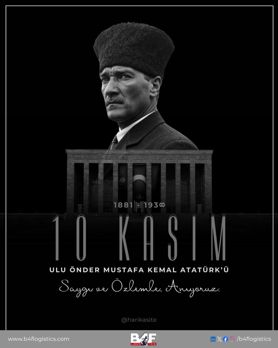 Ulu Önderimiz Gazi Mustafa Kemal Atatürk'ü Saygı ve Özlemle Anıyoruz...
.
.
.
#10kasım #Mustafa #KemalAtatürk #Saygı #Özlem
