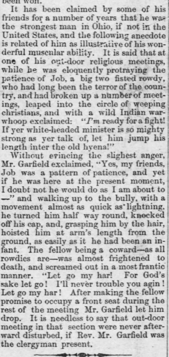 VTHistory25's tweet photo. Fascinating story from my hometown newspaper from February 1862 about a guy who made the mistake of trying to interrupt one of James Garfield's sermons. https://t.co/zljTYRskxQ