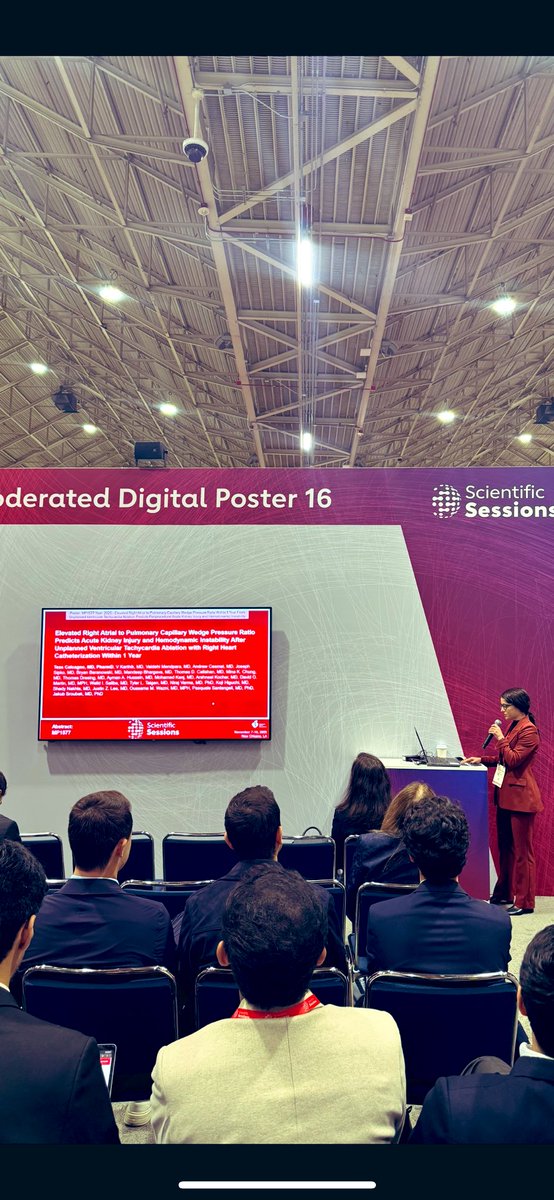 CalcagnoTess's tweet photo. Honored to present our #AHA25 study on RA:PCWP ratio predicting AKI & hemodynamic instability after VT ablation — grateful for mentorship from Drs. Sroubek & Santangeli ❤️ #CardioTwitter #EPeep @Dr_Santangeli @CCF_IMCHIEFS https://t.co/PGraxLaRZV