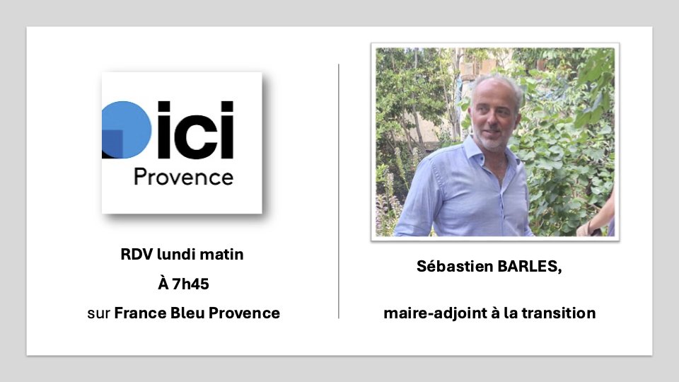 À demain matin sur <a href="/ici_provence/">ici Provence</a> ! 
Interview #matinale de <a href="/sebbarles/">Sébastien Barles</a>.