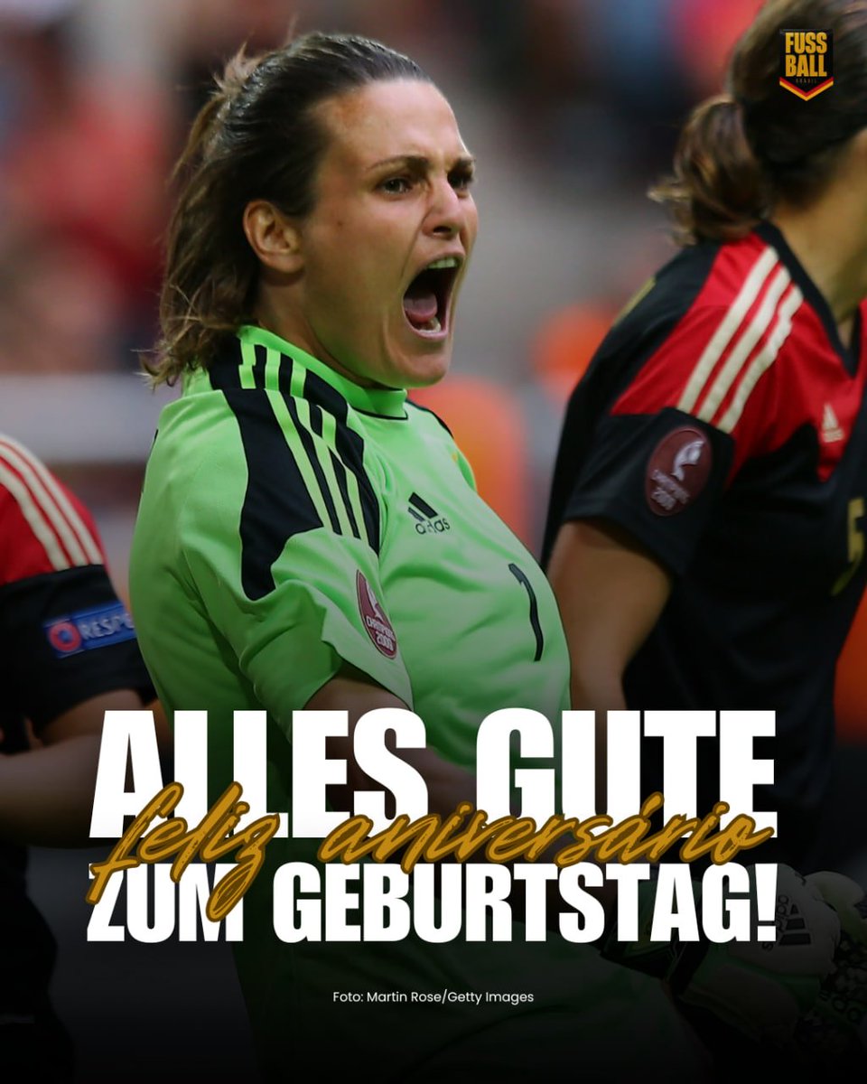 FussballBR's tweet photo. 🇩🇪🎂 Alles Gute zum Geburtstag, Nadine Marejke #Angerer! 🥳
Uma das maiores jogadoras da história do futebol alemão, a ex-goleira comemora 4️⃣7️⃣ anos neste dia 10 de novembro! 👏
🏆 𝗧𝗜𝗧𝗨𝗟𝗢𝗦 (Seleção Alemã)
🔹 Copa do Mundo (2 - 2003 e 2007)
🔹 Eurocopa (5 – 1997, 2001, 2005, 2009 e 2013)
🥉 Bronze nos Jogos Olímpicos (3 – 2000, 2004 e 2008)
🏆 𝗧𝗜𝗧𝗨𝗟𝗢𝗦 (Turbine Potsdam)
🔹 Frauen-Bundesliga (2 – 2003/04 e 2005/06)
🔹 DFB-Pokal Frauen (3 – 2003/04, 2004/05 e 2005/06)
🔹 Liga dos Campeões de 2004/05
🏅 𝗣𝗥𝗘̂𝗠𝗜𝗢𝗦
🔹 Melhor do Mundo FIFA 2013
🔹 Melhor da Europa UEFA 2013
🔹 Melhor goleira da Copa do Mundo de 2007
🔹 Melhor jogadora da Eurocopa de 2013
🎖️ 𝗛𝗢𝗡𝗥𝗔𝗥𝗜𝗔𝗦
🔹 Folha de Louro Prateada 2007
🔹 Hall da Fama do Futebol Alemão (Turma 2022)