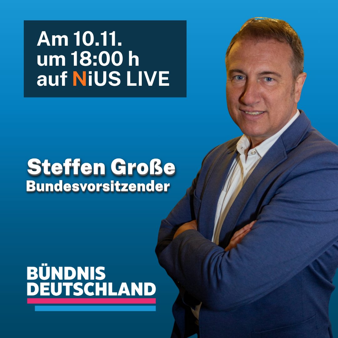 Morgen Abend bei <a href="/niusde_/">NIUS</a> : Steffen Große im Gespräch mit Andreas Dorfmann zu aktuellen Themen. Seid um 18 Uhr dabei auf #nius  LIVE! 
#Politik #Livestream #Deutschland