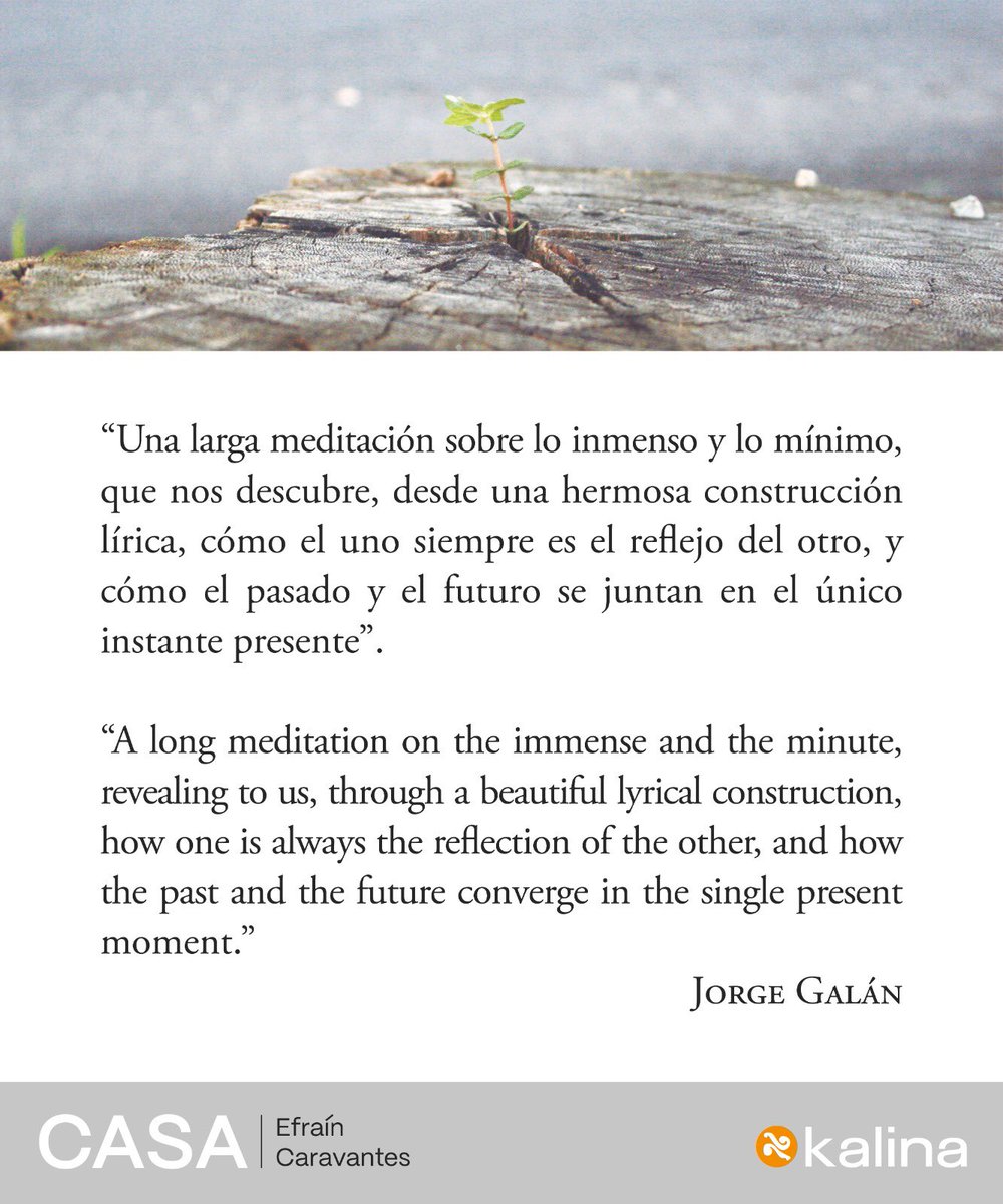 KalinaEditorial's tweet photo. A new book is on the way. We’re proud to present the cover of Casa, by Efraín Caravantes. This book-length poem will be published at the end of the year in a bilingual edition, translated into English by Aída Esmeralda. https://t.co/3q5NLD4TZX