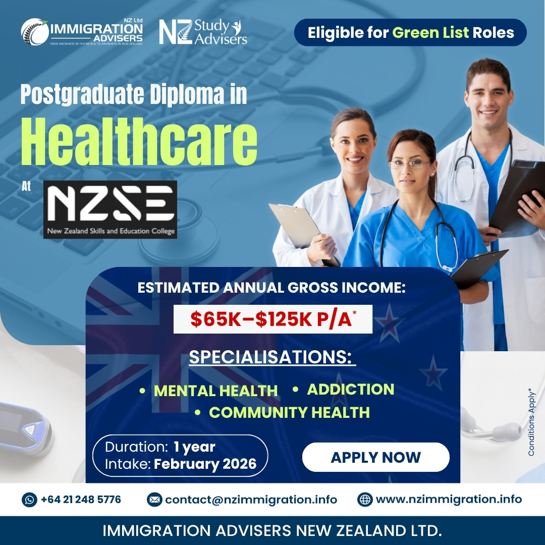 nz_visa_adviser's tweet image. 💼 Fast-track healthcare career -1 year
🎯 Green List Roles| 💰 $65K–$125K P/A*
🧠 Mental Health| Addiction| Community Health
📅 Feb 2026 Intake –Apply Today!

#studyinnz #studentvisa #immigrationadvisers #nzstudyadvisers #nzeducation #poststudyworkvisa #vandanarai #HealthcareNZ