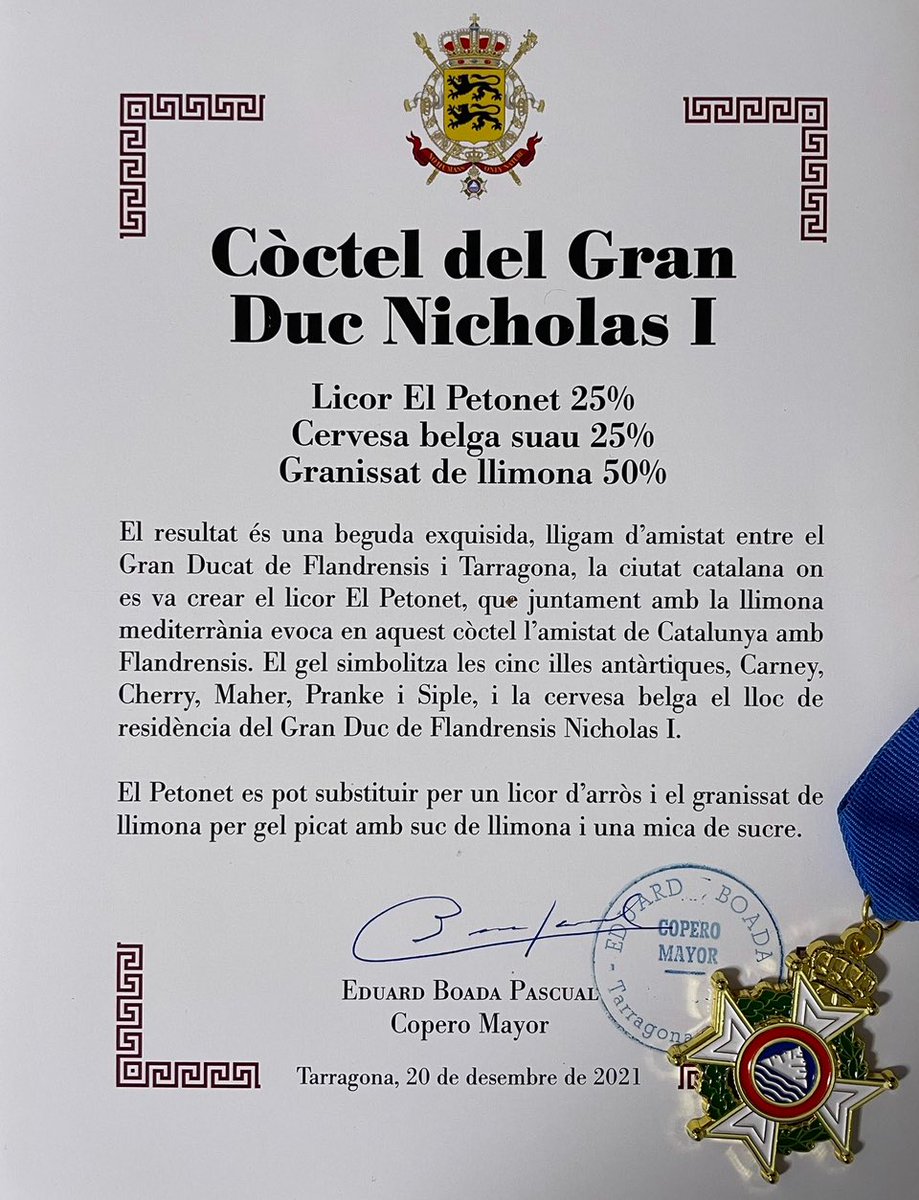 eduardboada's tweet image. 🍹🎖️Recepta del còctel del Gran Duc Nicholas I de @Flandrensis_Gov, creat pel tascaman Boada el 2021.   
🥖🏅#HistòriesdeCasaBoada
 @diaridtarragona 
🗞️diaridetarragona.com/tarragona/hist…