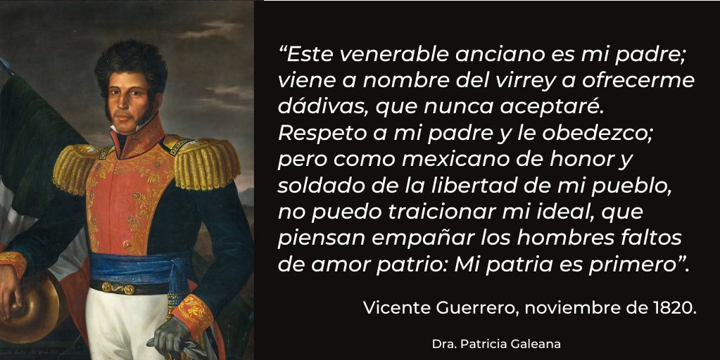 #undíacomohoy en 1820 el Virrey Juan Ruiz de Apodaca ofreció el indulto a Vicente Guerrero por intermediación de su padre, mismo que fue rechazado por el líder insurgente.