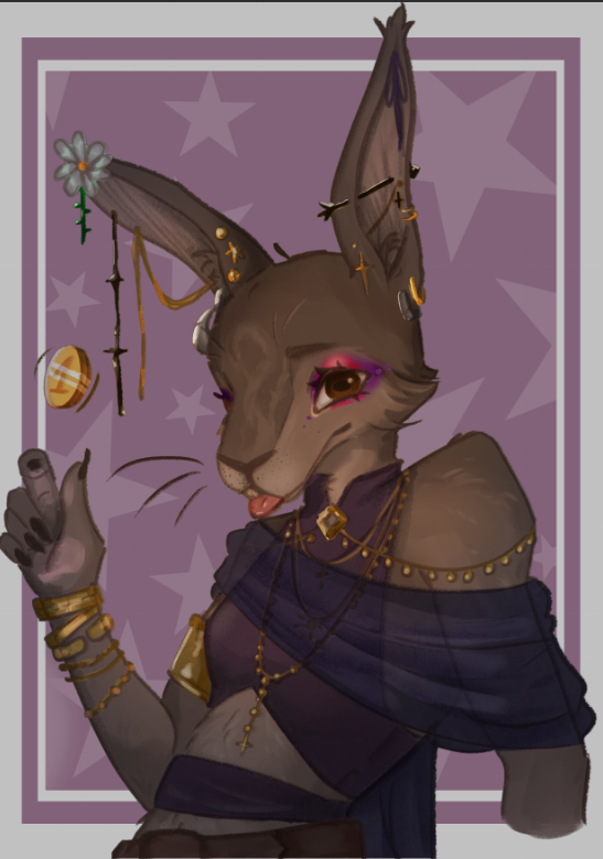 _Quokkaa's tweet photo. I did draw my DND Party guys,,, I love Izzy (my character / The harengon) SO MUCH Shes so cool,,, GUESS what class she is????? https://t.co/vjy8GEjsaX