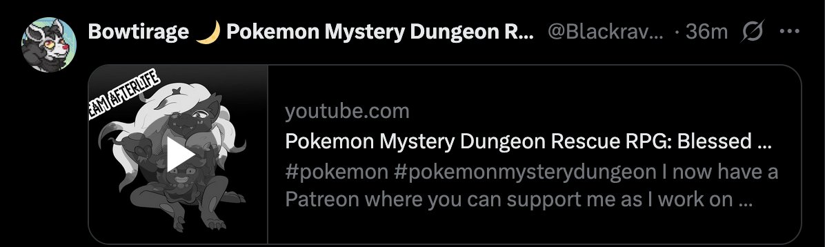 Oh <a href="/BlackraveBow/">Bowtirage 🌙 Pokemon Mystery Dungeon Rescue RPG</a> ~
What is this I see~