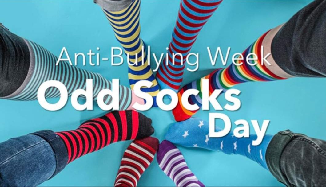 Reminder - Tomorrow we are celebrating what makes us all unique - one mismatched sock at a time! 🧦

Show off your brightest, strangest, or oddest socks and spread the message that it’s okay to stand out and be YOU! 💜

#OddSockDay #AntibullyingAwarenessWeek #CelebrateDifference