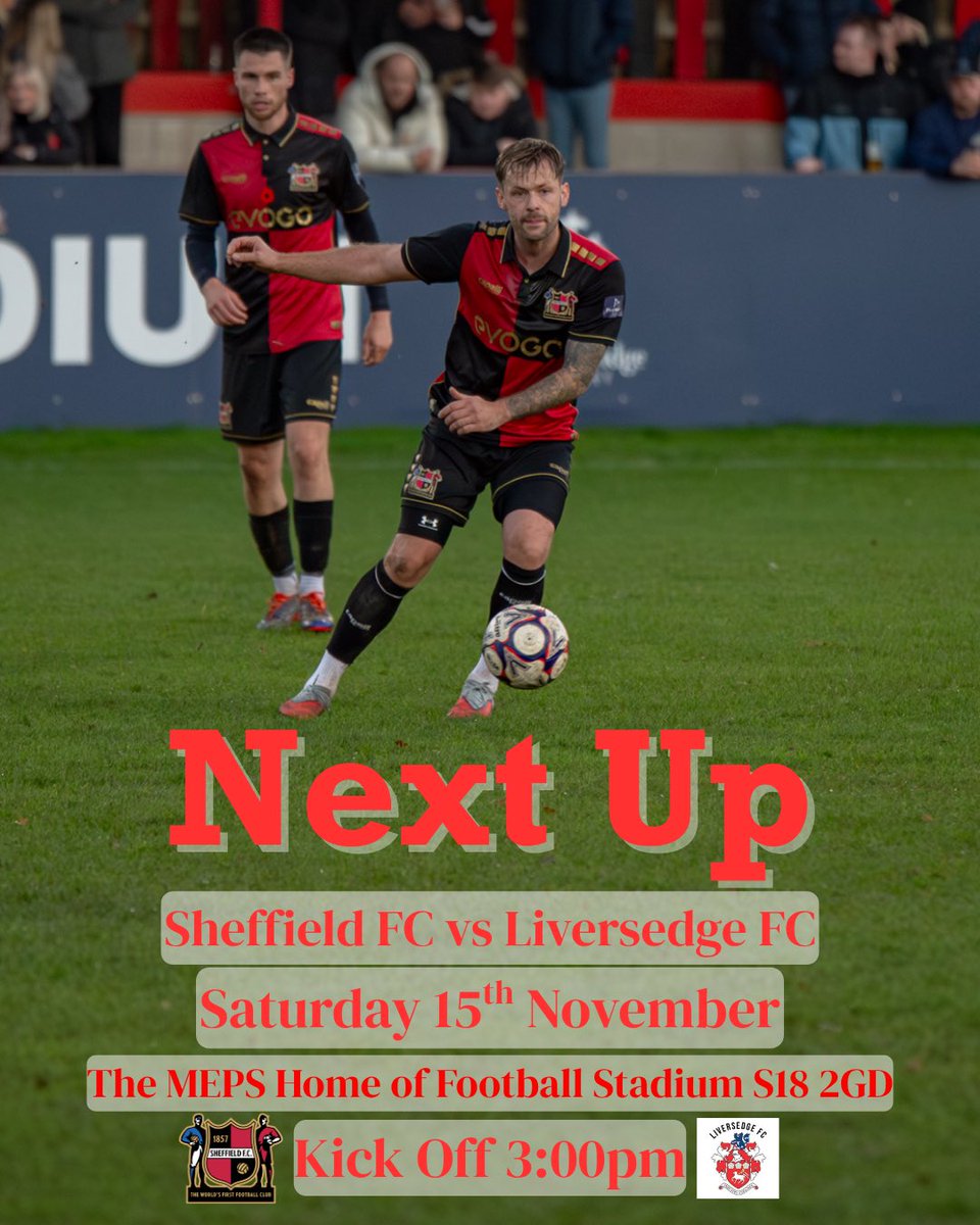 sheffieldfc's tweet photo. Next Saturday we’re back at the @mepssteelprices Home of Football Stadium as we face @Liversedge_FC 

With no @swfc @SheffieldUnited games &amp; @RotherhamUnited &amp; @ChesterfieldFC both away, can we get our best crowd of the season?! 

#worldsfirst #swfc #sufc #rufc #chesterfield https://t.co/LCiAlCsiEj