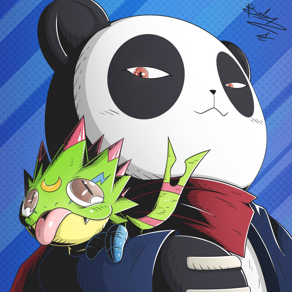 『兄弟』Kyodai! 🐼🍶🦎
Gekkomon (ゲッコーモン) &amp; Pandamon (パンダモン)! 🐳 
#Digimon #デジモン
#ビートブレイク #BEATBREAK