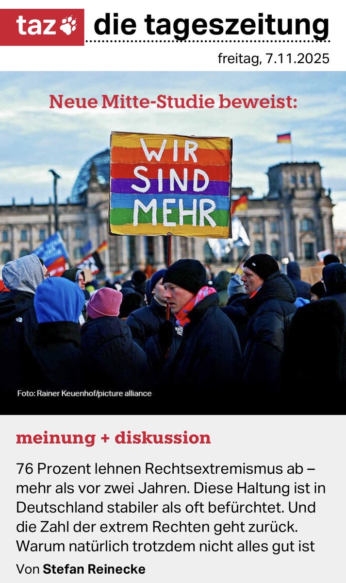 Immer mehr sind laut Studie gegen Rechtsextremismus.
Es wäre schön, wenn sie auch lauter werden.