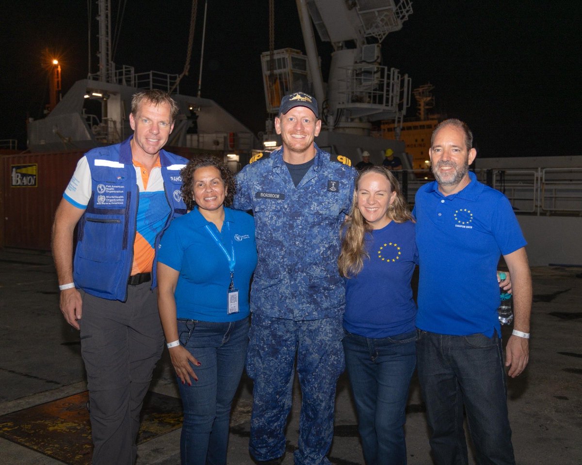 On the way! 🚢
 A second shipment of relief items including vehicles,tents,tarps and 50 more tonnes of food 🍱 will reach vulnerable communities in 🇯🇲 in coming days. The shipment left the Bridgetown Port yesterday, onboard Dutch naval vessel HNLMS Pelikaan. 
📷:UNFPA/Troy Barker