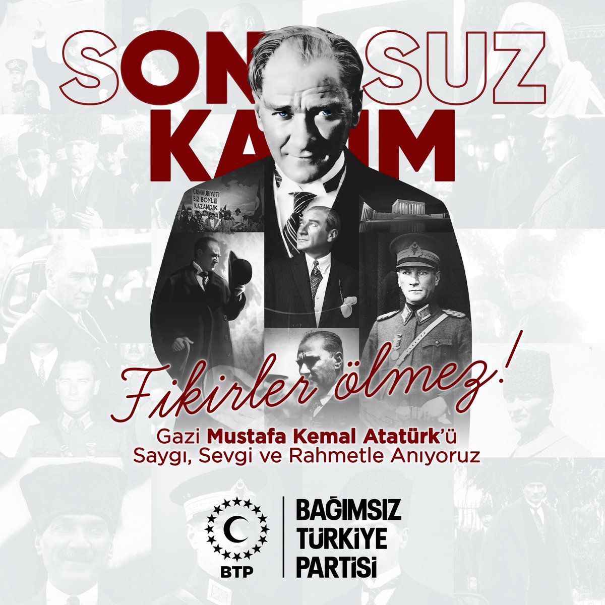 Sonsuz Bir Kasım’da…
Gazi Mustafa Kemal Atatürk’ü yalnızca anmıyor, fikirleriyle yaşıyoruz.
Onun “Tam Bağımsız Türkiye” ideali yolumuzu aydınlatıyor.

Fikirler ölmez, çünkü o fikirler bu milletin damarlarında dolaşır.

🇹🇷Saygı, sevgi ve minnetle…