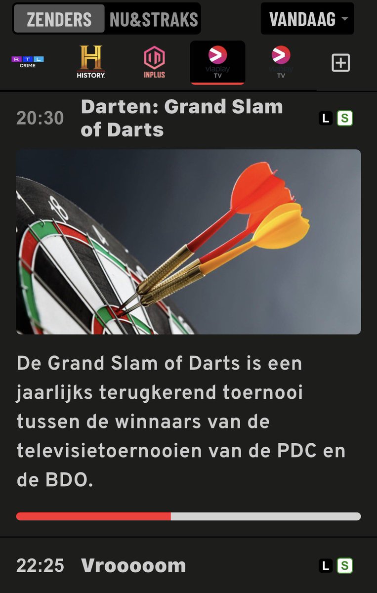 DOverbeek77's tweet image. Mensen die kijken via ViaPlayTV, om 22:25 uur stopt het darten, en gaan ze verder met #Vrooooom op ViaPlayTV+ (abonnement met reclame) gaat het verder met #ViaPlayDarts