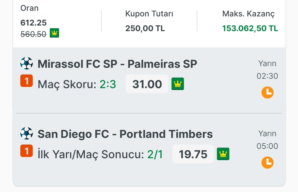 Palmeiras 1/2' de alabilirsiniz 

İyi geceler