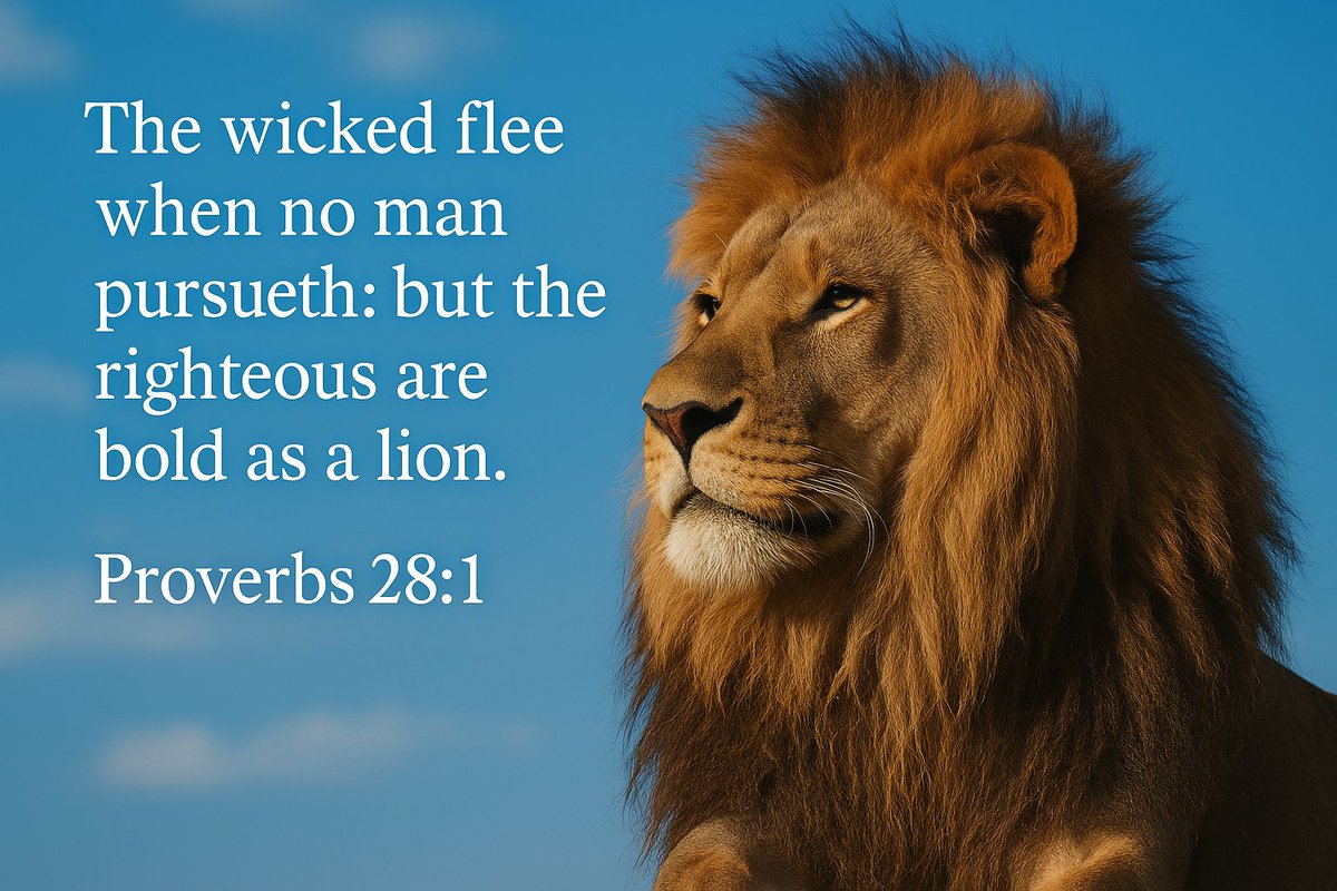 📘 “The wicked flee when no man pursueth: but the righteous are bold as a lion.” Proverbs 28:1 KJV