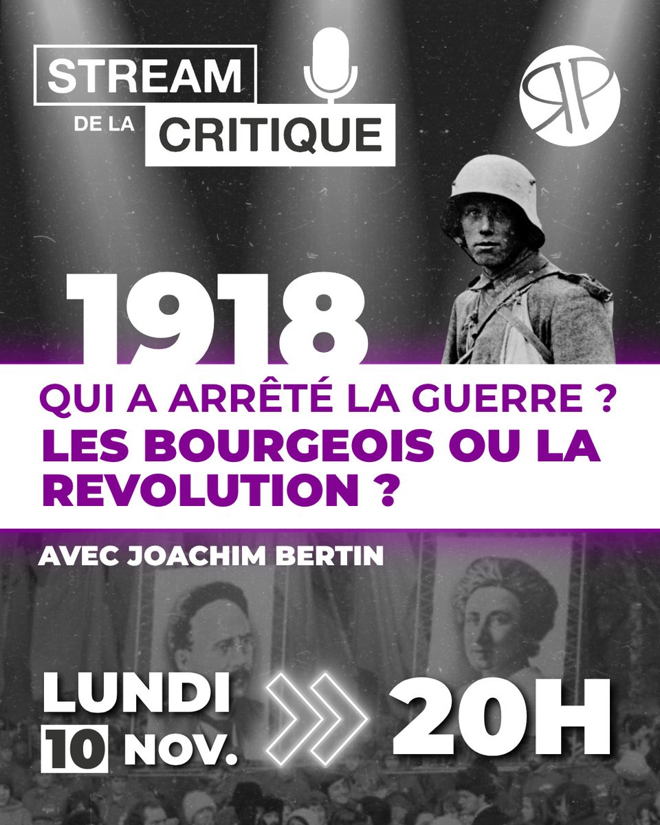 JoachimBertin's tweet image. 🎙️ 1918 : QUI A ARRÊTE LA GUERRE : LES BOURGEOIS OU LA RÉVOLUTION ?

Lundi à 20h sur la chaîne Twitch de RP, on dégomme le roman national et on discute de comment les révolutions ont mis fin à la Première guerre mondiale.