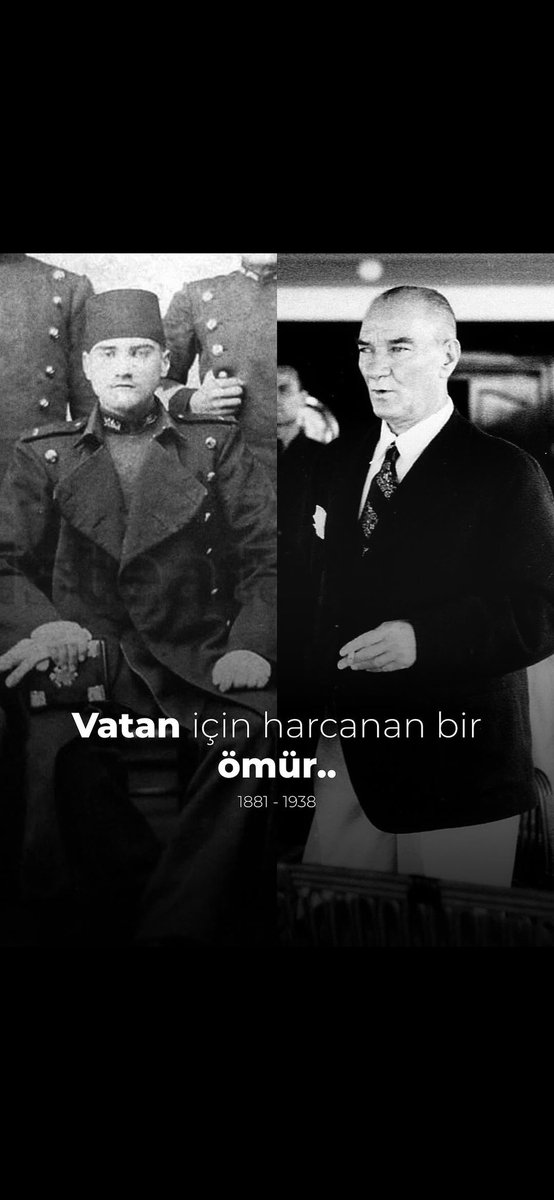 Vatan için harcanan bir ömür.
Büyük Kahraman Mustafa Kemal Atatürk 
#10kasım 
🇹🇷
