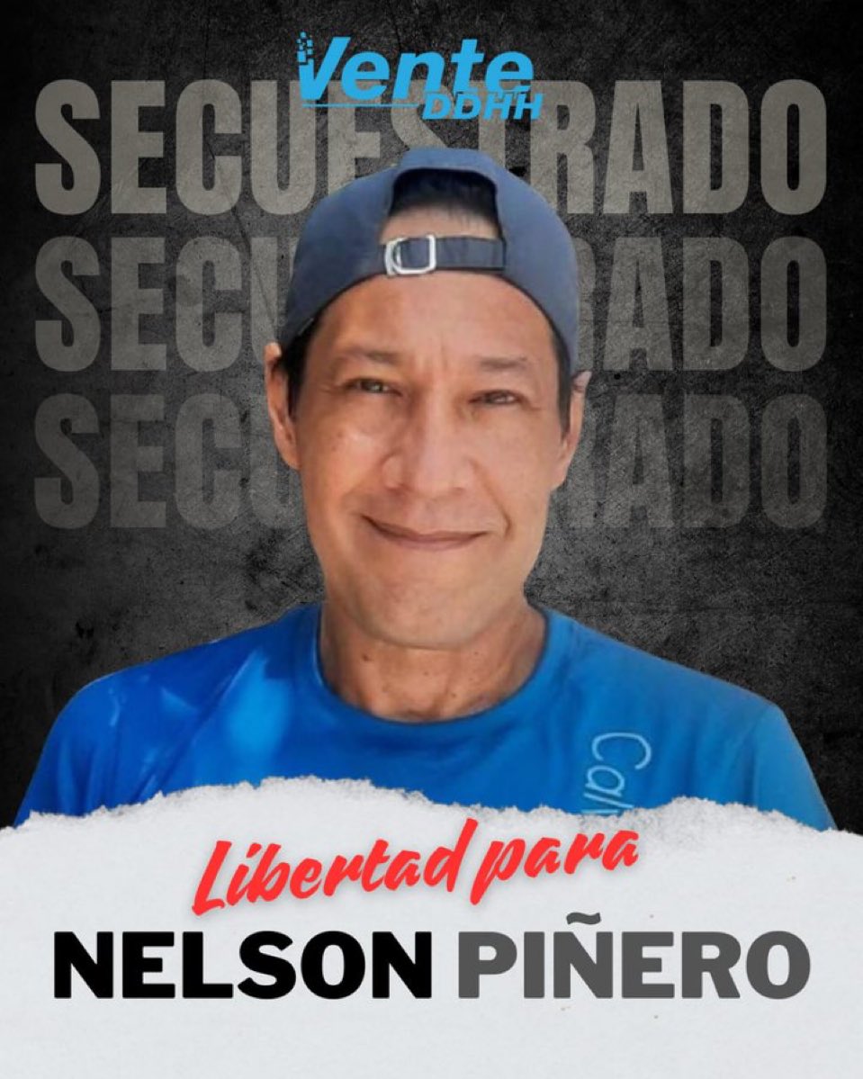 PROHIBIDO OLVIDAR: Nelson Piñero sigue secuestrado por el régimen de Maduro por publicar en las redes que quería libertad para #Venezuela. 

Libertad para él y para todos los presos políticos.