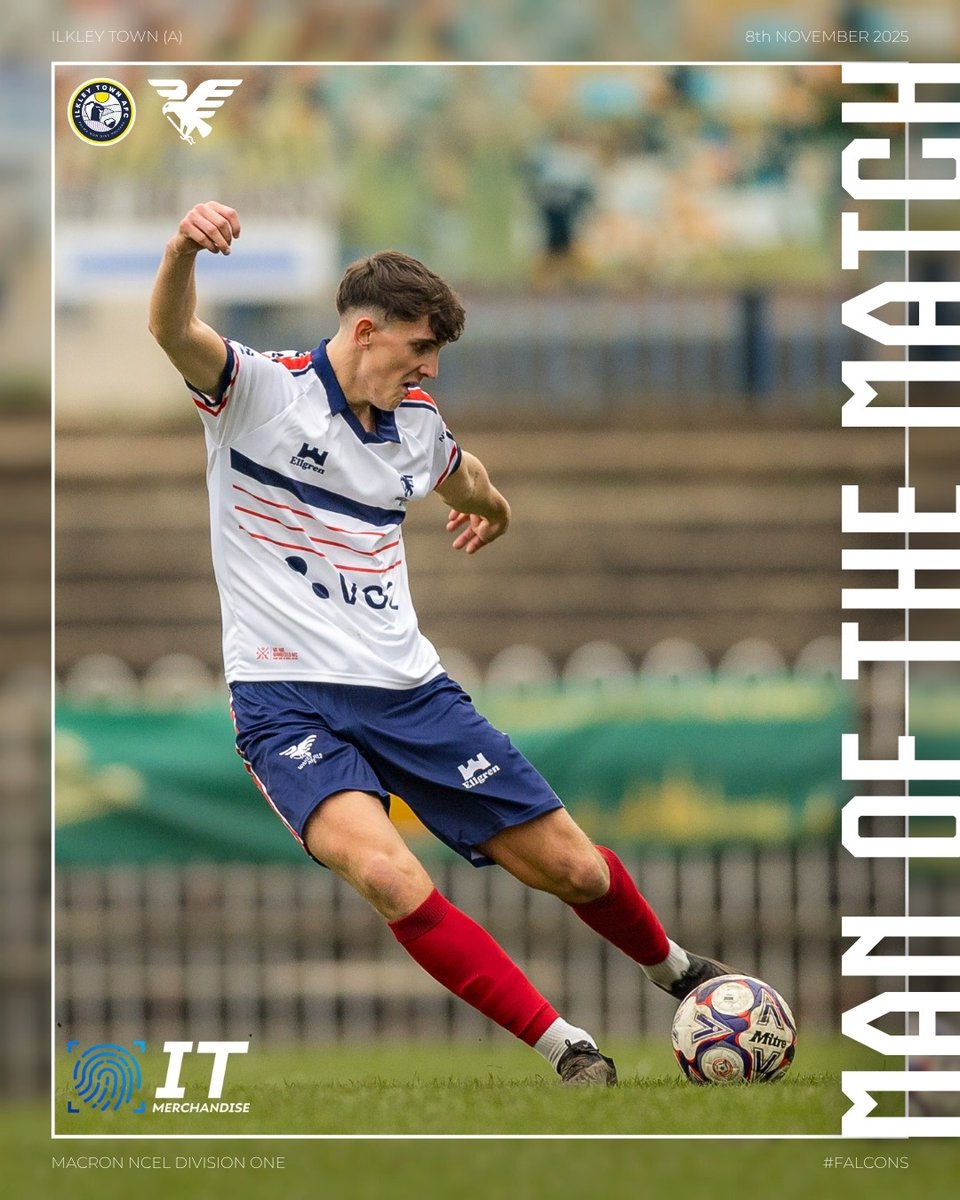 🏆 MAN OF THE MATCH 

Your ITmerchandise Man of The Match for yesterday's 5-1 victory over Ilkley was awarded to Owen Thomas!

A great performance topped off with his first goal for the club 👏 

Well done Owen! 🫡

#Falcons | <a href="/owenjthomas02/">Owen</a>