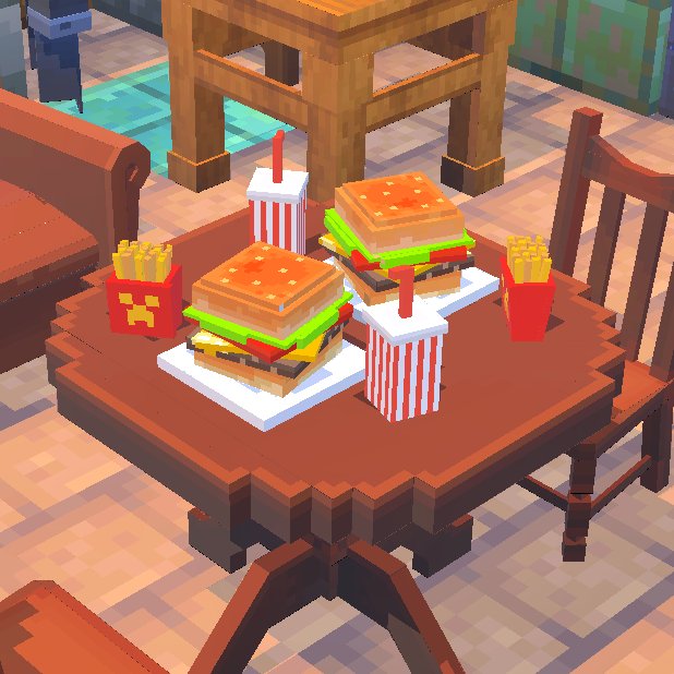 pleinair1212's tweet image. 毎日新ブロック追加134日目【ハンバーガーセット】
  #Minecraft #Blockbench