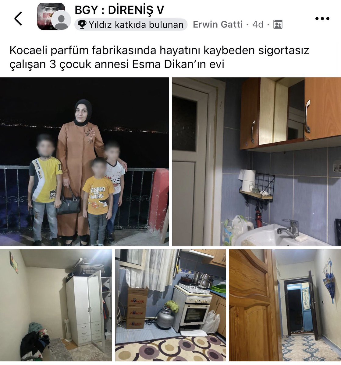Kocaeli parfüm fabrikasında hayatını kaybeden sigortasız çalışan 3 çocuk annesi Esma Dikan’ın evi