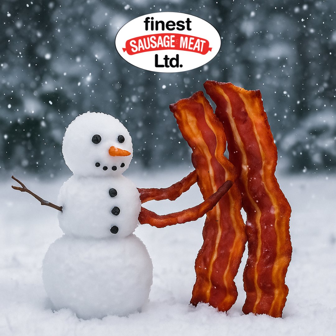 It's the first snowfall in our region...and even the bacon couldn’t stay inside. Enjoy the snow and drive safe today! 😁